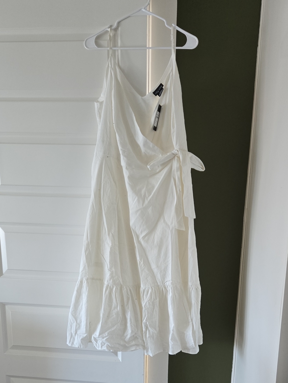 City Chic White Wrap Midi Dress with Tie